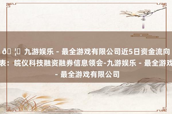 🦄九游娱乐 - 最全游戏有限公司近5日资金流向一览见下表：皖仪科技融资融券信息领会-九游娱乐 - 最全游戏有限公司