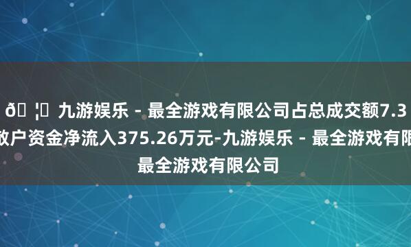 🦄九游娱乐 - 最全游戏有限公司占总成交额7.3%；散户资金净流入375.26万元-九游娱乐 - 最全游戏有限公司